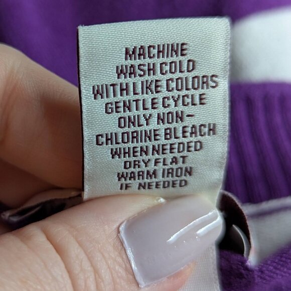 SO Vibrant Purple & White Striped V-Neck Long Sleeve Sweater Juniors Size XL - Picture 12 of 12